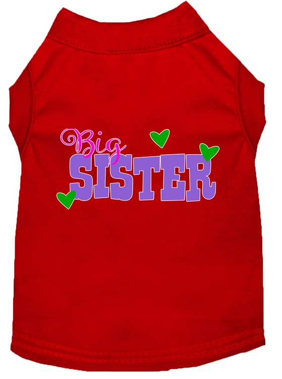 Big Sister Screen Print Dog Shirt Red Med